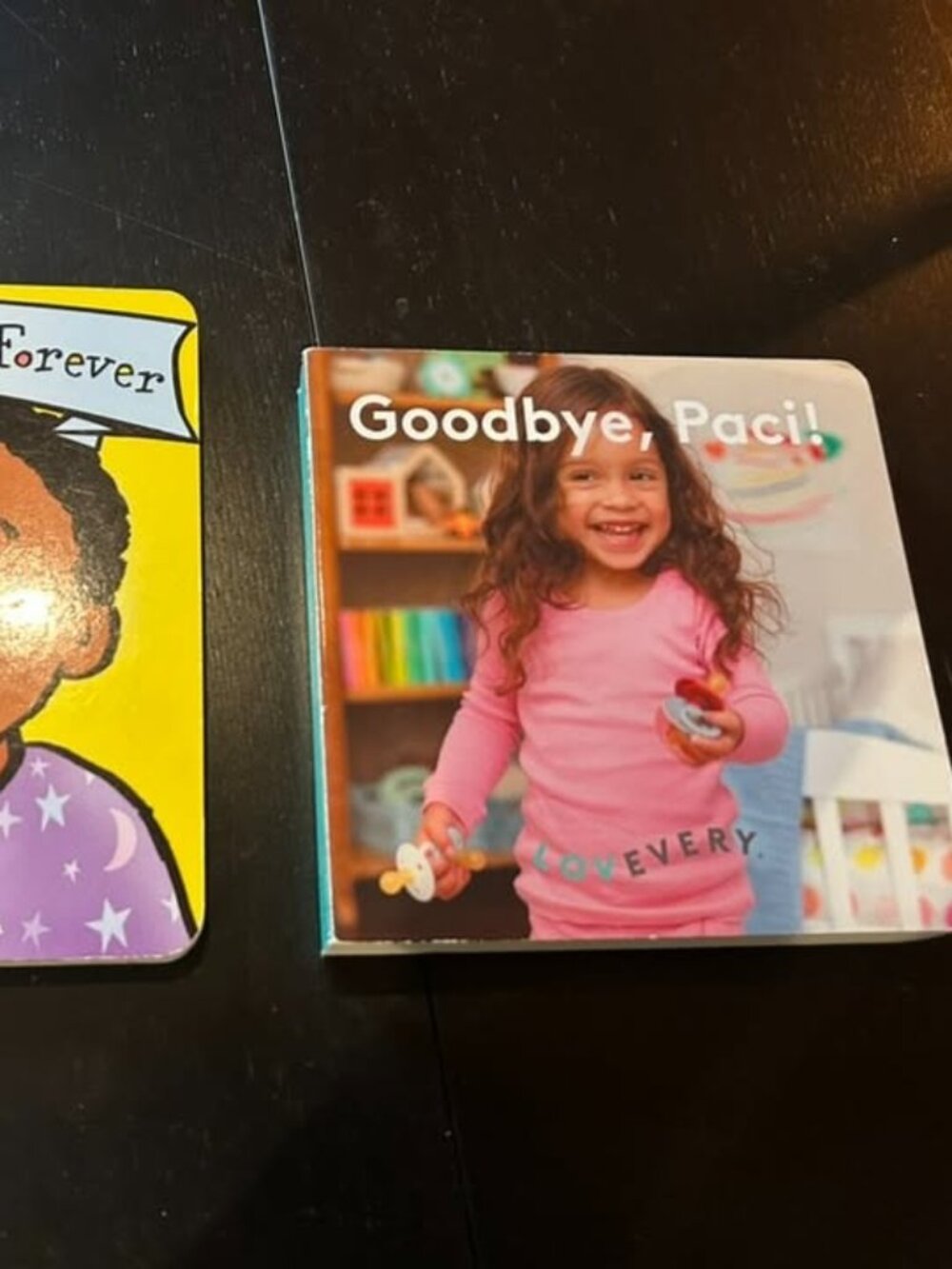 Two board books about pacifier/soother weaning (Lovevery)